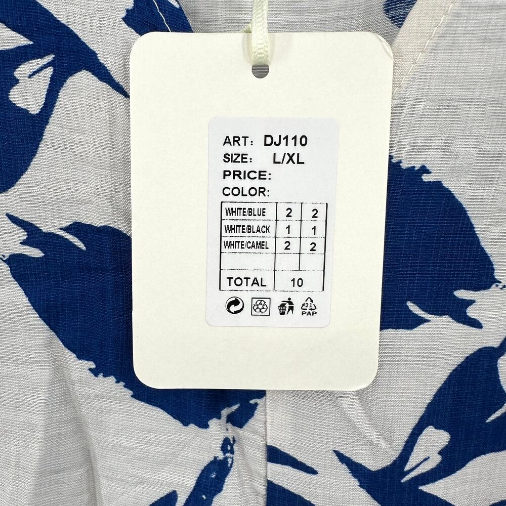 M&V Floral Print Tie Belt Midi Dress in blue white Size L/XL - Picture 6 of 13